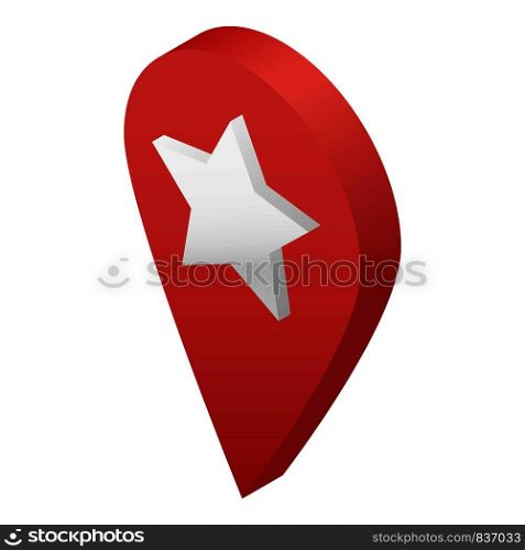 Star map pin icon. Isometric of star map pin vector icon for web design isolated on white background. Star map pin icon, isometric style