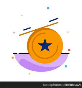 Star, Medal Abstract Flat Color Icon Template