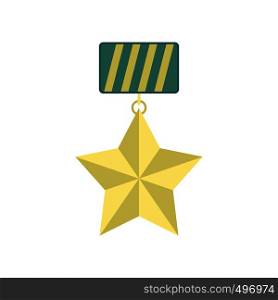 Star medal flat icon isolated on white background. Star medal flat icon
