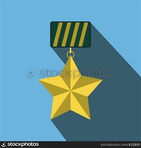 Star medal flat icon with shadow for web and mobile devices. Star medal flat icon