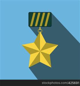 Star medal flat icon with shadow for web and mobile devices. Star medal flat icon