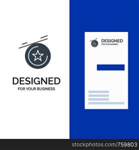 Star, Medal Grey Logo Design and Business Card Template