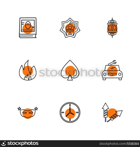 star , mosque , mandala , fire , car ,spade ,mask , carnival , clock , time , direction , icon, vector, design, flat, collection, style, creative, icons