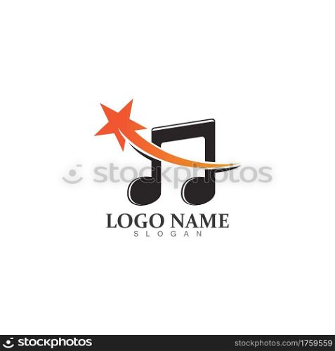 Star Note Music Icon Logo Design Template