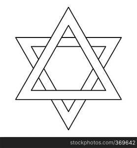 Star of David icon in outline style on a white background vector illustration. Star of David icon, outline style
