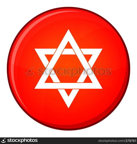 Star of David icon in red circle isolated on white background vector illustration. Star of David icon, flat style