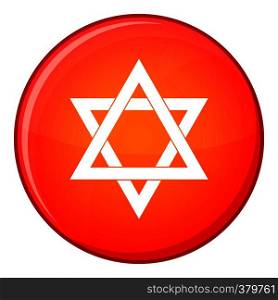 Star of David icon in red circle isolated on white background vector illustration. Star of David icon, flat style