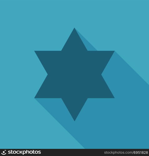 Star of david shape icon in flat long shadow design. Israel Independence Day holiday concept.