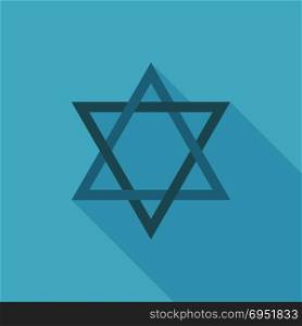 Star of david shape icon in flat long shadow design. Israel Independence Day holiday concept.
