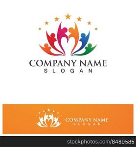 Star people logo design. Star community vector logo. star community human vector logo.