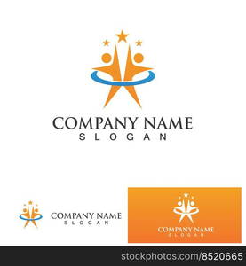 Star people logo design. Star community vector logo. star community human vector logo.