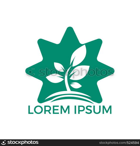 Star plant logo design. Abstract organic element vector design. Ecology Happy life Logotype concept icon.