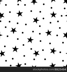 Star polka dots seamless pattern print black vector image