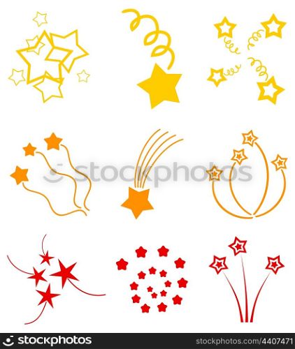 Star salute. Salute from stars of different colour. A vector illustration