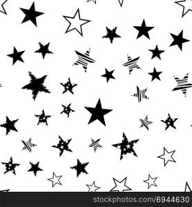 Star Seamless Pattern. Black Star Seamless Pattern on White Background