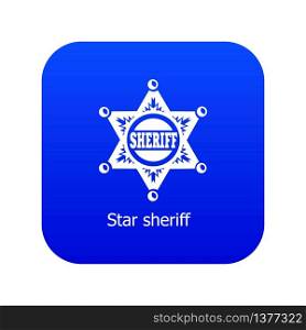 Star sheriff icon blue vector isolated on white background. Star sheriff icon blue vector