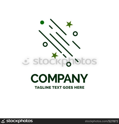 star, shooting star, falling, space, stars Flat Business Logo template. Creative Green Brand Name Design.