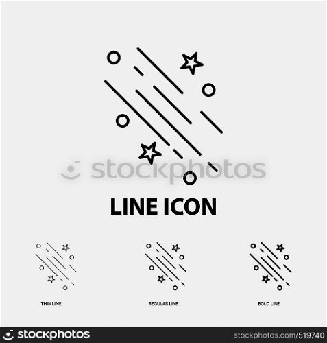 star, shooting star, falling, space, stars Icon in Thin, Regular and Bold Line Style. Vector illustration. Vector EPS10 Abstract Template background