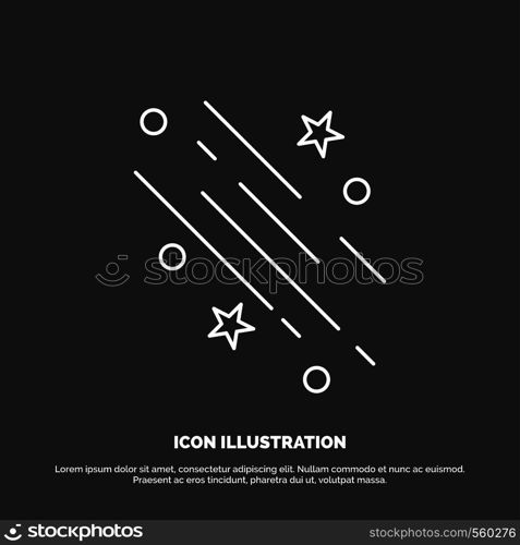 star, shooting star, falling, space, stars Icon. Line vector symbol for UI and UX, website or mobile application. Vector EPS10 Abstract Template background