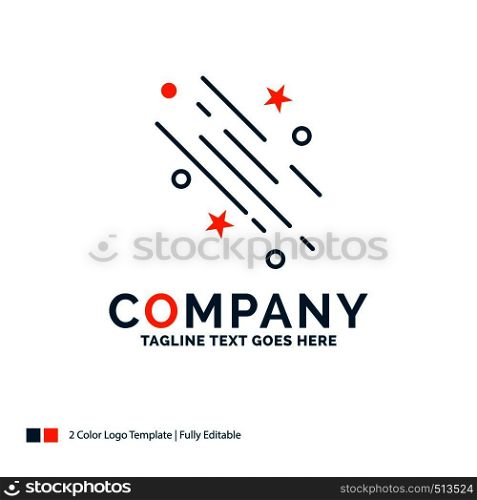 star, shooting star, falling, space, stars Logo Design. Blue and Orange Brand Name Design. Place for Tagline. Business Logo template.