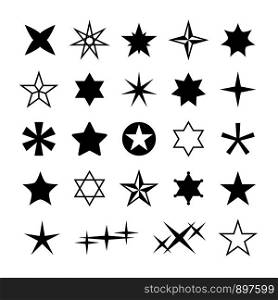 Star silhouettes. Rising christmas stars, abstract geometric cosmos starry symbols. Different reward, rating vector isolated magic xmas sparkle galaxy shapes. Star silhouettes. Rising christmas stars, abstract geometric cosmos starry symbols. Different reward, rating vector isolated shapes