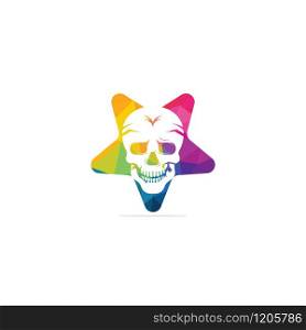 Star Skull logo design template. Skull in vintage style.