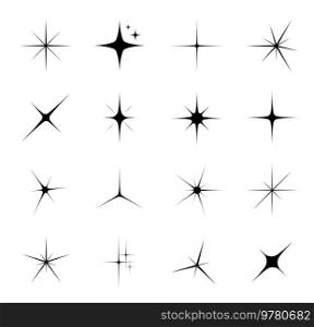 Star sparkle and twinkle. Star burst and flash. Bright light flash outline icon or sign, explosion beam and flare line vector symbol. Space stars twinkle abstract symbols. Star Sparkle and twinkle, star burst and flash
