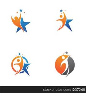 Star success people care logo and symbols