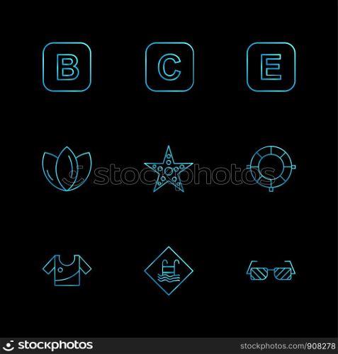star , swimming pool , dress , flower ,alphabets , sea , food , picnic , summer , target , waether , sea side , beach , letters , swimming , icon, vector, design, flat, collection, style, creative, icons