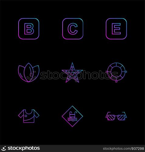 star , swimming pool , dress , flower ,alphabets , sea , food , picnic , summer , target , waether , sea side , beach , letters , swimming , icon, vector, design, flat, collection, style, creative, icons