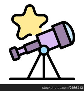 Star telescope icon. Outline star telescope vector icon color flat isolated. Star telescope icon color outline vector