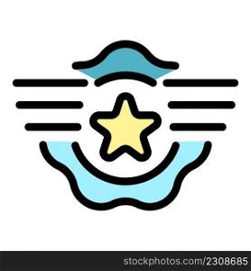 Star token icon. Outline star token vector icon color flat isolated. Star token icon color outline vector