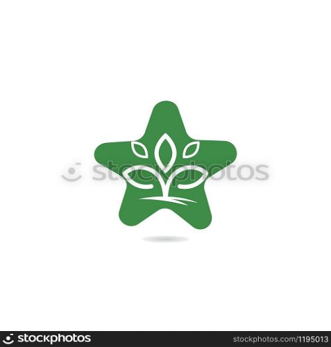Star Tree logo design. Ecology, environment and agriculture vector icon.