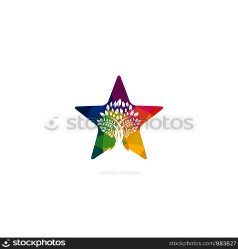 Star Tree Logo Design. unique tree concept.