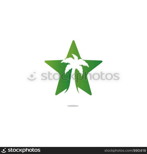 Star Tropical beach and palm tree logo design. Creative simple palm tree vector logo design