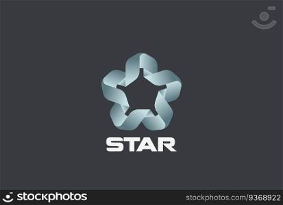 Star Union Logo ribbon Looped infinity design vector template.  Infinite Teamwork Friendship Partnership Logotype concept Ribbon icon.