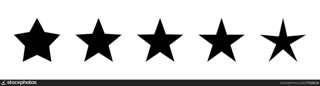 Star vector icons isolated. Set of black stars icons. Flat decoration collection. EPS 10