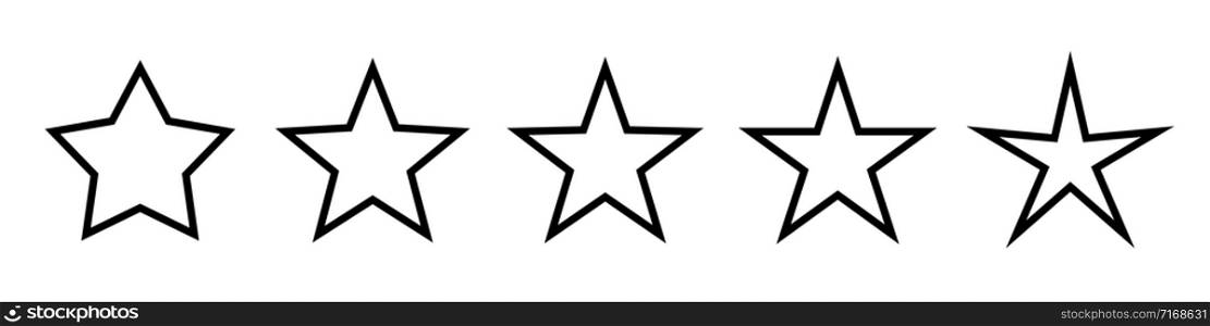 Star vector outline icons isolated. Set of black stroke stars icons. Flat decoration collection. EPS 10
