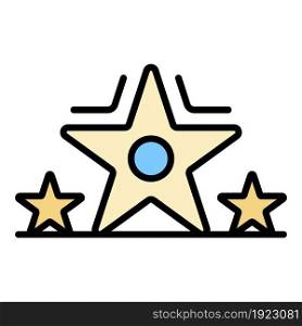 Star video blog icon. Outline star video blog vector icon color flat isolated on white. Star video blog icon color outline vector