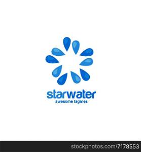star water logo concept, blue water with star form