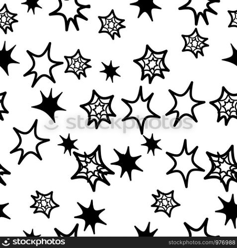 Starburst Hand drawn Black and white pattern seamless on white background