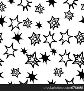 Starburst Hand drawn Black and white pattern seamless on white background