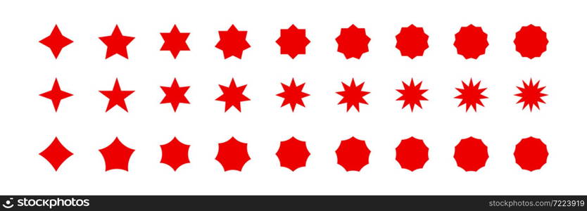 Starburst set red icon. Empty stiker burst star. Vector illustration in flat style