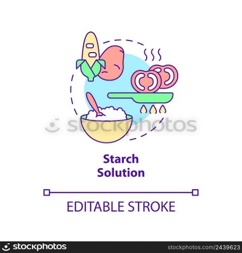 Starch solution concept icon. Cooked starches. Variety of vegan diet abstract idea thin line illustration. Isolated outline drawing. Editable stroke. Arial, Myriad Pro-Bold fonts used. Starch solution concept icon