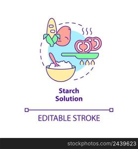 Starch solution concept icon. Cooked starches. Variety of vegan diet abstract idea thin line illustration. Isolated outline drawing. Editable stroke. Arial, Myriad Pro-Bold fonts used. Starch solution concept icon