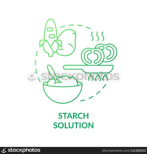 Starch solution green gradient concept icon. Cooked starchy products. Variety of vegan diet abstract idea thin line illustration. Isolated outline drawing. Myriad Pro-Bold font used. Starch solution green gradient concept icon