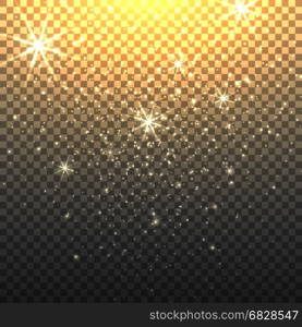 Stardust backdrop with transparent background. Stardust sparkly backdrop with starfall or glitter star rain with transparent background vector illustration