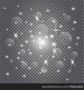 Stardust is glittering. White christmas sparkles on transparent background. Sparkling, glowing texture with highlights. Xmas or new year vector for party, poster, flyer.. Stardust is glittering. White christmas sparkles on transparent background. Sparkling, glowing texture with highlights.