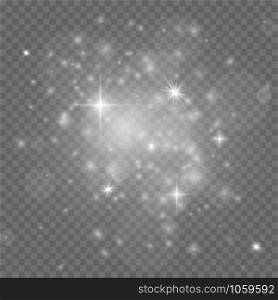 Stardust. White christmas isolated sparkles, festive glowing stars. Group of twinkle lights. Xmas party vector sparkling twinkling and lighting background. Stardust. White christmas isolated sparkles, festive glowing stars. Group of twinkle lights. Xmas party vector background