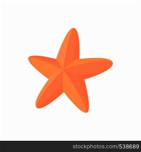 Starfish icon in cartoon style on a white background. Starfish icon, cartoon style